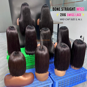 Bone Straight Remy Vietnamese Hair <b>Lace</b> Front Wig <b>Elastic</b> Wig Cap Super Silky Texture 180%-250% Density 200-300g Weight - Product Image 1