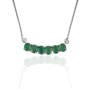 Collier pendentif en argent sterling 925 pour femmes, luxe léger, 100% authentique, pierre précieuse émeraude taille ovale, pour fête de mariage - Product Image 1