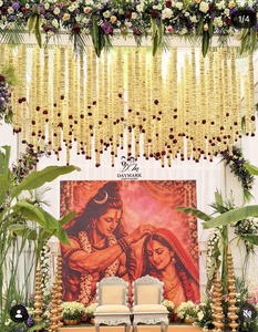 Guirlande florale suspendue pour mariage, en tissu, avec fleurs artificielles, pour entrée, scène, décoration d'événements, style indien classique - Product Image 1