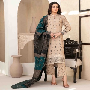 Vestido de mujer pakistaní Salwar Kameez Trajes de tres piezas indios con bordado de Tawakkal Vol ESITA Ropa de India y Pakistán - Product Image 3