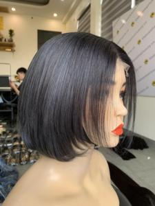 Bob Couche Coupe Os Droite Vrais Cheveux Humains avec Frange Courte Épaule Longueur de Vietnamhairluxury - Product Image 2