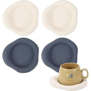 Set Moderno di 4 Sottobicchieri Assorbenti Bianchi e Blu Navy da 5,9 Pollici a Forma di Nuvola per Decorazione Tavola - Product Image 1
