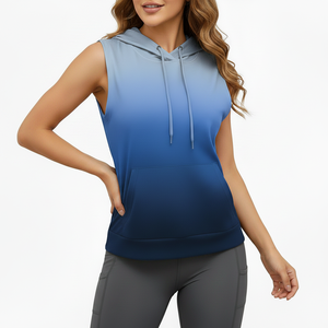 Sudaderas con Capucha de Alta Calidad para Mujer, 100% Algodón, para Gimnasio, con Logotipo Personalizado, sin Mangas, Ropa Deportiva con Patrón Sólido - Product Image 3