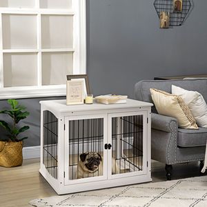 Cuccia per Cani in Legno da 26 Pollici, Mobile da Interno con 2 Porte Bloccabili e Ripiano Superiore, Elegante Design a Tavolino - Product Image 2