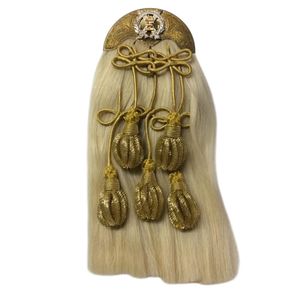 Este es un sporran de crin de caballo de gala completo de los Seaforth Highlanders Other Ranks, con cantle de lingotes de oro y borlas. - Product Image 1