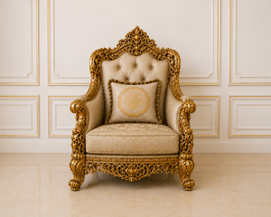 Juego de sofás de lujo para sala de estar, estilo europeo, tallado a mano, con detalles dorados, 5 plazas, para casa/villa. - Product Image 3
