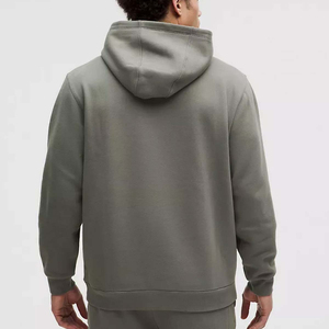 Custom Heavyweight Hoodie <b>Men</b> Blank Fleece Pullover Sweatshirt Back View Streetwear <b>Plain</b> Olive Gym <b>Hoodies</b> - Product Image 4
