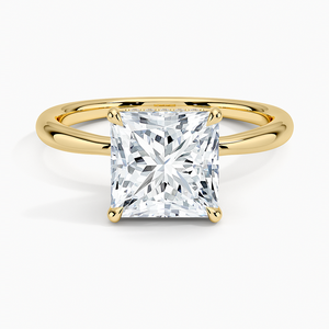 Bague de fiançailles solitaire en moissanite taille princesse 2 carats avec halo caché - Product Image 1