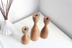 Ensemble de trois bougeoirs classiques en bois pour la décoration de mariage et de Noël, cadeau pour la maison, pour le salon - Product Image 6