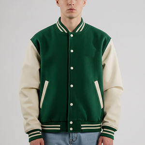Varsity Jacket Custom Letterman Jacket Contrast Sleeve Baseball <b>Coat</b> Snap Button Embroidery College Wear Wholesale Apparel - Product Image 5