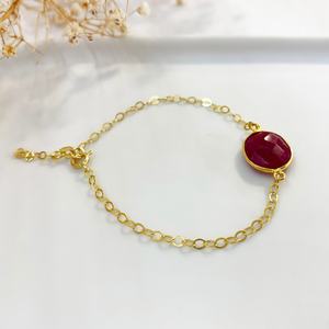 Brazalete de Plata 925 con Baño de Oro y Gema Redonda de Rubí Auténtico, Diseño Moderno, Hecho a Mano, para Mujer, Ideal para Regalo, Fiestas o Uso Diario - Product Image 2
