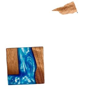 EXPWOOD Ensemble de sous-verres en résine époxy de qualité avec effet océanique Dessous de verre ronds et carrés décoratifs en résine époxy par Craftsy Home - Product Image 1