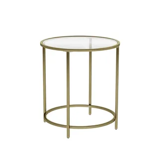 Table basse ronde en verre de style nordique pour atelier et salon, table basse moderne simple en verre et métal de luxe - Product Image 4