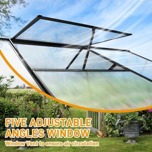 6x10 Hybrid Polycarbonate Greenhouse Black Garden Room - Product Image 5