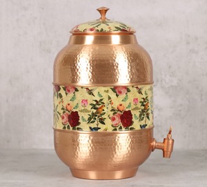 Traditional Copper Double Wall Eco-Friendly <b>Water</b> Dispenser for Home and Office with Convenient Hot and Cold <b>Water</b> Access - Product Image 1