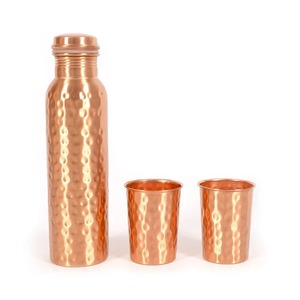 ชุดขวดน้ำและแก้วทองแดงสไตล์ดั้งเดิม พร้อมลวดลายตกแต่งแบบตอกลาย - Product Image 4