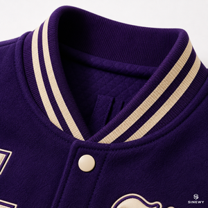 SINEWY Men's Purple Varsity Jacket Embroidered LA Palm Tree Lettering Preppy Style Baseball Coat Autumn Wear - Product Image 5