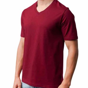 New Arrival Men's Customized 100% Cotton <b>T</b>-<b>Shirt</b> Solid Color V-Neck Blank Short Sleeves Regular Fit Breathable Knitted Men <b>Shirt</b> - Product Image 5