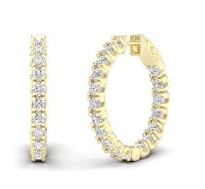 Élégantes boucles d'oreilles créoles en diamant de laboratoire, or jaune 18 carats, éclat brillant, pour des célébrations intemporelles de mariage et d'anniversaire, raffinées. - Product Image 2