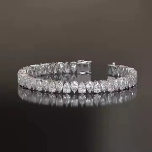 Lab Grown Diamond Tennis Bracelet for Women <b>Men</b> Solid Gold Eternity Pear Bracelet for Weddings Women's Diamond Bracelets <b>Bangles</b> - Product Image 3