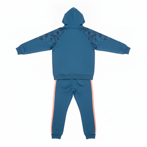 Wholesale Blue Tracksuit Set Full <b>Zip</b> <b>Hooded</b> Jacket and Pants Solid Breathable Lightweight Quick Dry Casual Style Winter Wear - Product Image 3