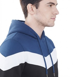 Sudadera con Capucha Premium para Hombre, Diseño Chevron con Bloques de Color, Felpa Gruesa, Cordón Ajustable, Estilo Casual Urbano, Deportes de Invierno - Product Image 4