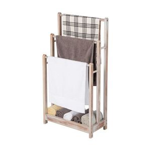 Porte-serviettes autoportant à 3 barres avec étagère de rangement inférieure – Support moderne pour serviettes - Product Image 6