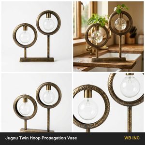 Jarrón de latón hecho a mano de 24 cm, latón antiguo, con dos aros, para propagación de plantas, regalo para decoración del hogar, hoteles y bodas - Product Image 5