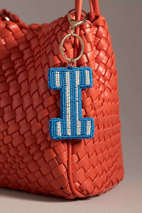 Dark Green Striped Initial Letter H <b>Seed</b> Bead Embroidery Keychain Handmade Preppy Style Gold Metal Clasp Bag Charm Personal Gift - Product Image 6
