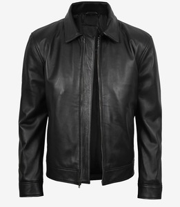 Veste en cuir PU pour homme, col rabattu, fermeture éclair, coupe classique, couleur unie, style bohème/western, imperméable, pour l'automne - Product Image 5