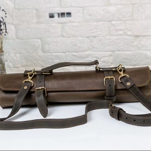 Portacuchillos Profesional de Cuero para Chef, a Prueba de Olores, Protección Duradera, Bolsa Organizadora Multifuncional para Herramientas de Cocina - Product Image 1
