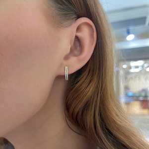 Two Row Lab Grown Diamond <b>Huggie</b> Hoop Earrings Solid Custom 14K Gold 0.24ct Double Row 11mm Everyday Wholesale B2B Factory Price - Product Image 3