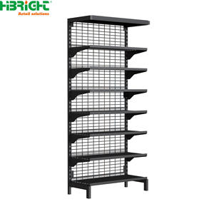 Heavy Duty <b>Metal</b> Gridwall Supermarket Rack 7-Shelf Adjustable Freestanding Vertical Display Shelf with Back - Product Image 4