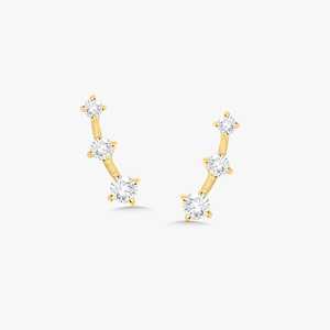 Graduated Solitaire Ear <b>Climber</b> <b>Earring</b> Round Lab Grown Diamond Custom 14k Solid Gold Minimalist Everyday Wear Jewelry Wholesale - Product Image 1