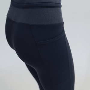 <b>High</b> <b>Waist</b> Full Length Yoga <b>Leggings</b> Solid <b>Black</b> Seamless Four-Way Stretch Elastic <b>Waist</b> Pants - Product Image 5