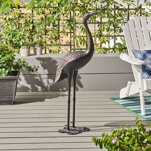 Scultura di gru in alluminio Sunny Outdoor da 43 pollici, finitura rame lucido, nessun assemblaggio richiesto - Product Image 2