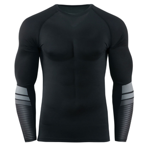 <b>Men's</b> Full Sleeve Rash Guard Black Spandex Polyester Quick Dry Fitness Swim Top Adult Long Sleeve Sport <b>Shirt</b> - Product Image 1