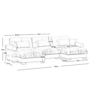 Divano Modulare a U Moderno a 3 Posti con Due Pouf Mobili, Cuscini Lombari e Cuscini Decorativi per Soggiorno - Product Image 4