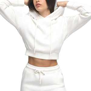 Sudadera con Capucha Personalizada para Mujer, Estilo Urbano Informal, Corta, para Invierno/Primavera, Transpirable, Antiarrugas, Antiretráctil, con Abertura Frontal - Product Image 3