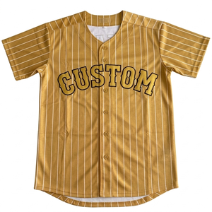 Ropa deportiva, camiseta de béisbol personalizada con rayas, bordado personalizado con el nombre del equipo y el número, camiseta deportiva transpirable con botones completos. - Product Image 1