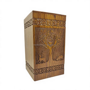 Venta al por mayor de urnas de cremación de madera para cenizas humanas personalizado Árbol de la vida grabado urnas funerarias de madera con la mejor calidad - Product Image 1
