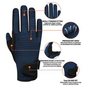 Guantes de equitación con agarre superior y palma adherente, ligeros, de malla, protectores para ejercicio a caballo, antideslizantes, unisex - Product Image 4