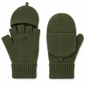 Guantes sin Dedos de Punto Verde Oliva con Cierre de Botón, Largos hasta la Muñeca, Cálidos para Uso Diario, Estilo Invernal, Lisos, de Acrílico y Algodón - Product Image 2