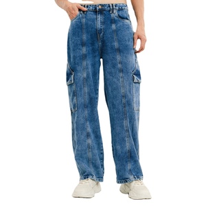 กางเกงยีนส์ขากว้างผู้ชายคุณภาพสูง ระบายอากาศได้ดีสำหรับฤดูร้อน รับสกรีนโลโก้ กางเกงยีนส์ลายปะติดสำหรับผู้ชาย - Product Image 1