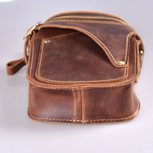 Sac banane en cuir style vintage antivol avec fermeture éclair et poche avant, vente directe usine, unisexe, usage quotidien - Product Image 3