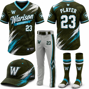 Warison Industries Unisex Baseball Complete Uniform Set Sublimation Printing Customized Name And Number Softball Uniform Kit - Product Image 3