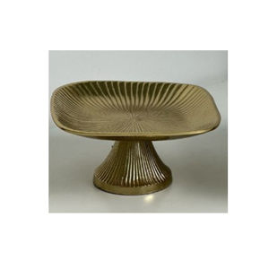 Support à gâteau en métal doré au design fantastique, plateau de présentation carré côtelé moderne pour desserts, idéal pour les mariages, les fêtes et la décoration intérieure - Product Image 1