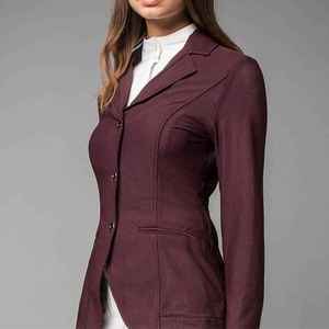 Women's <b>Burgundy</b> Polyester & Cotton Classic Fit Equestrian Riding <b>Jacket</b> for Show Jumping - Product Image 1