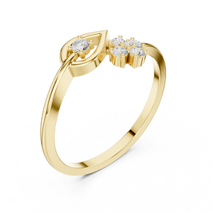 Anillo Abierto Floral de Diamantes en Oro Amarillo para Mujer, Joyería Fina Minimalista para Promesa o Aniversario - Product Image 3