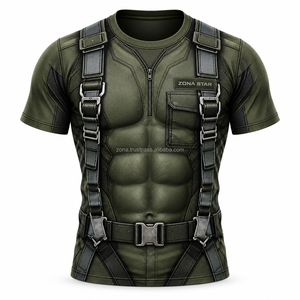 Wholesale Men's Short Sleeve Sublimation Knitted <b>T</b>-<b>Shirt</b> Custom 3D Printed <b>6</b> Abs <b>Pack</b> Muscle Design Polyester Quick Dry - Product Image 1